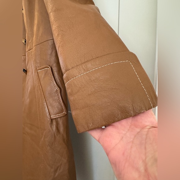 Induyco Vintage Genuine Leather Trench Coat Jacket - Picture 6 of 10